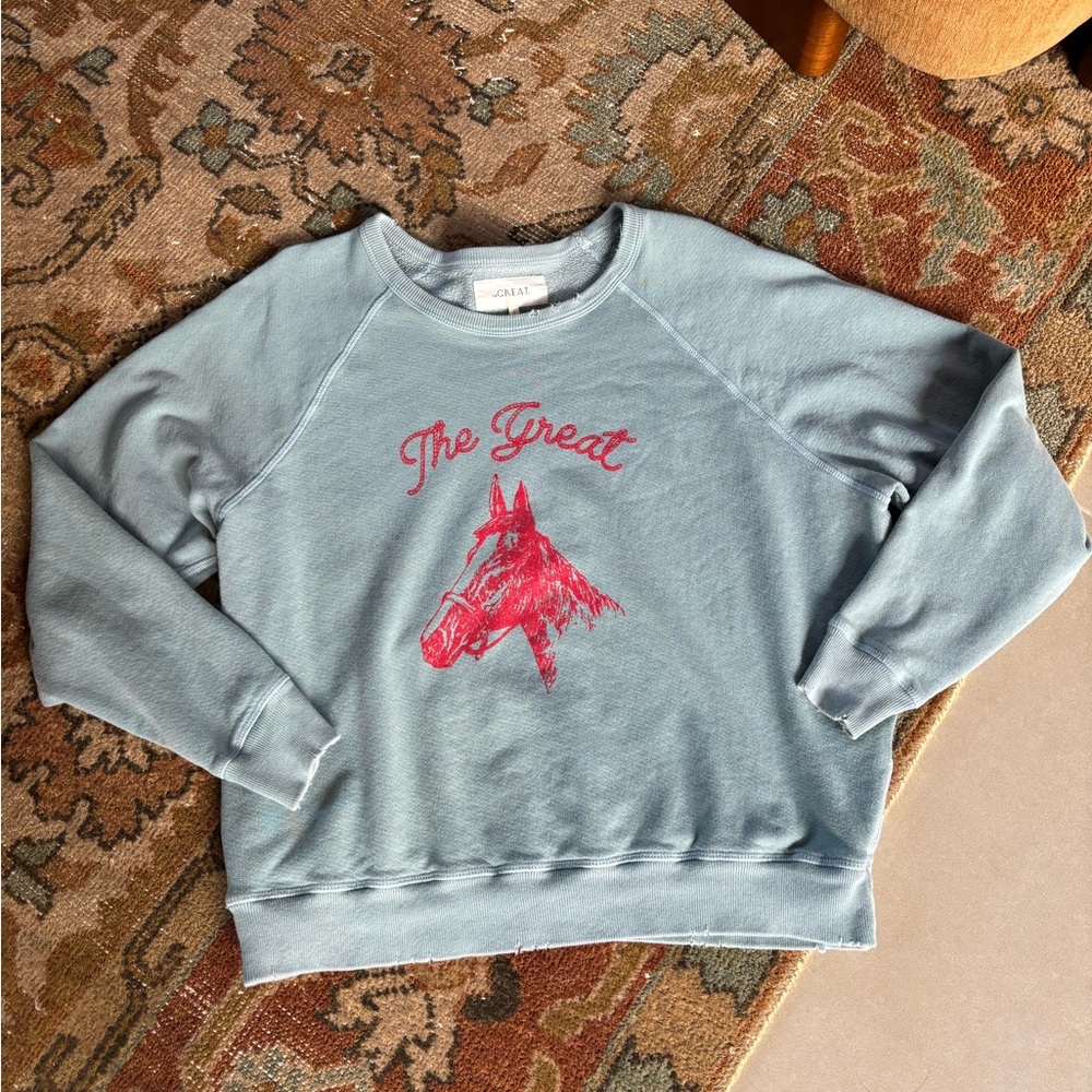 The Great College Sweatshirt with Red Horse Graphic Size M